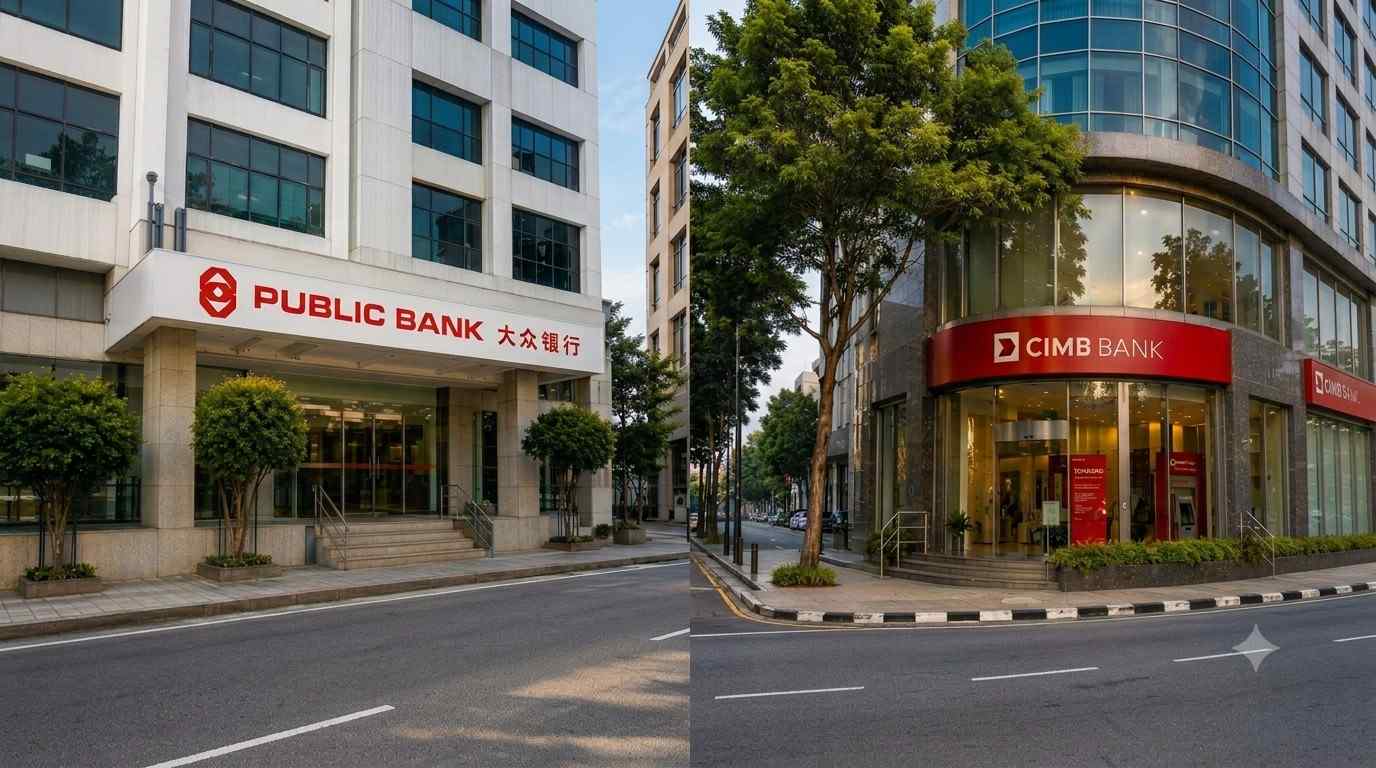 Public Bank & CIMB Bank Branch with ATM.